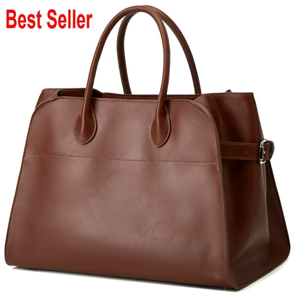 Vegan Leather Tote Bag Large Top-Handle Work Bag Retro Style